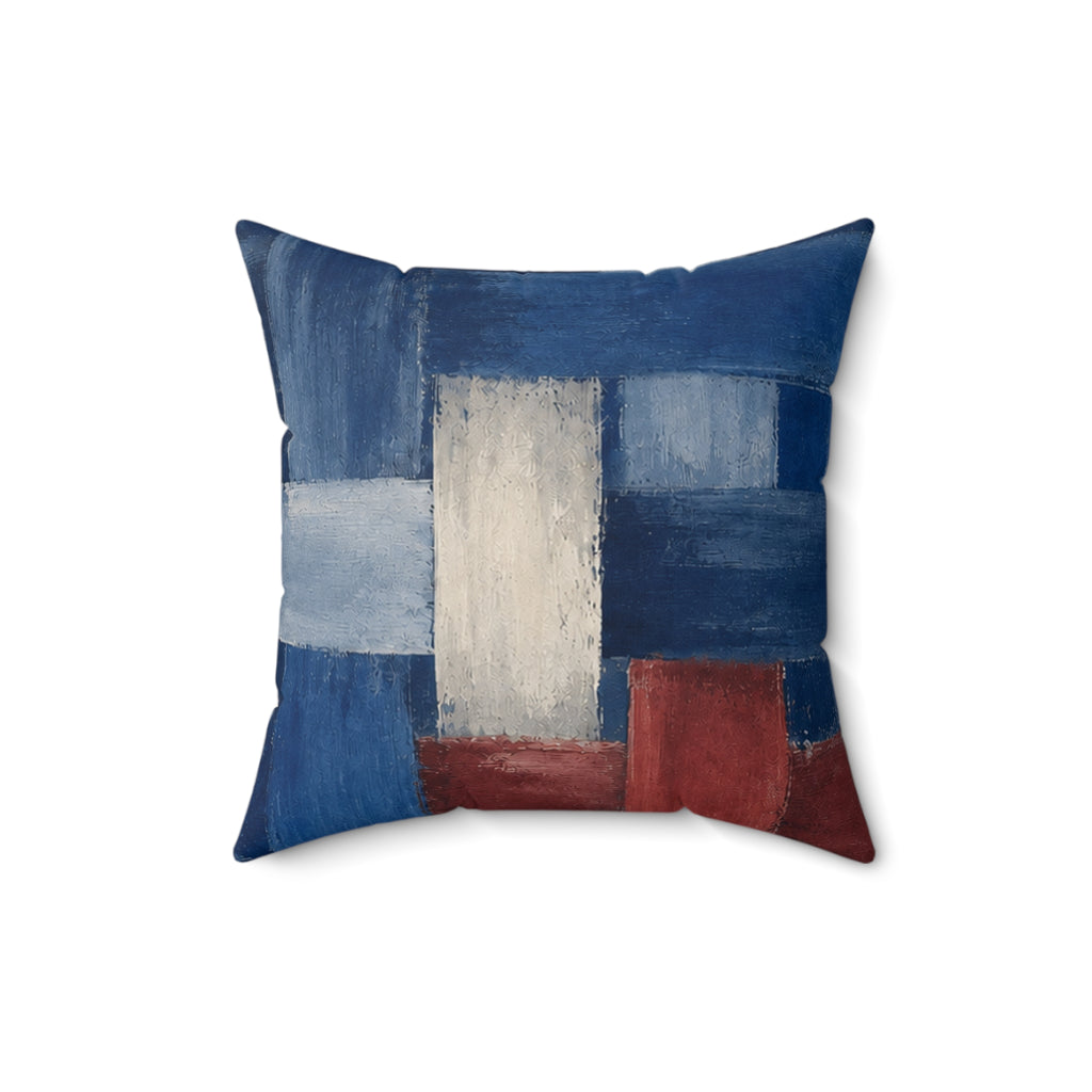 Abstract Blue Patchwork Decorative Pillow