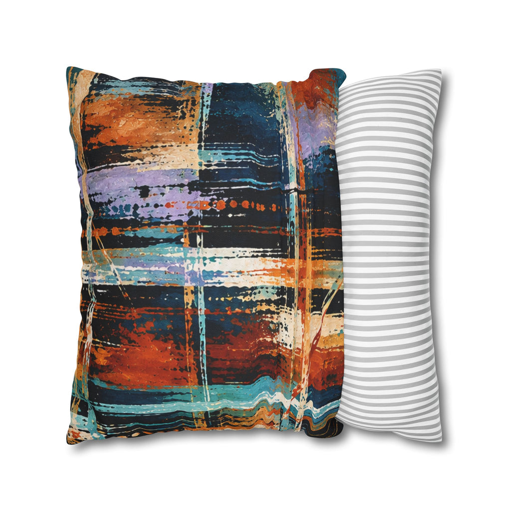 Abstract Teal & Orange Decorative Pillowcase — Modern Brushstroke Accent