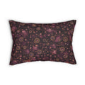 Galaxy Rose Lumbar Pillow — Pink & Burgundy Celestial Pattern
