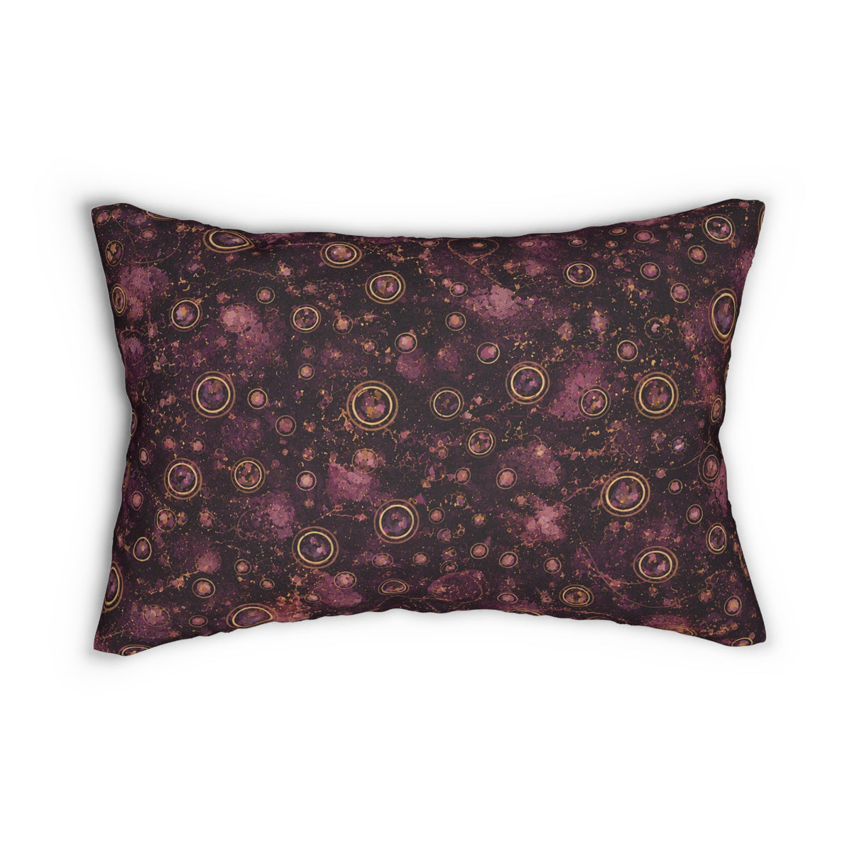 Galaxy Rose Lumbar Pillow — Pink & Burgundy Celestial Pattern