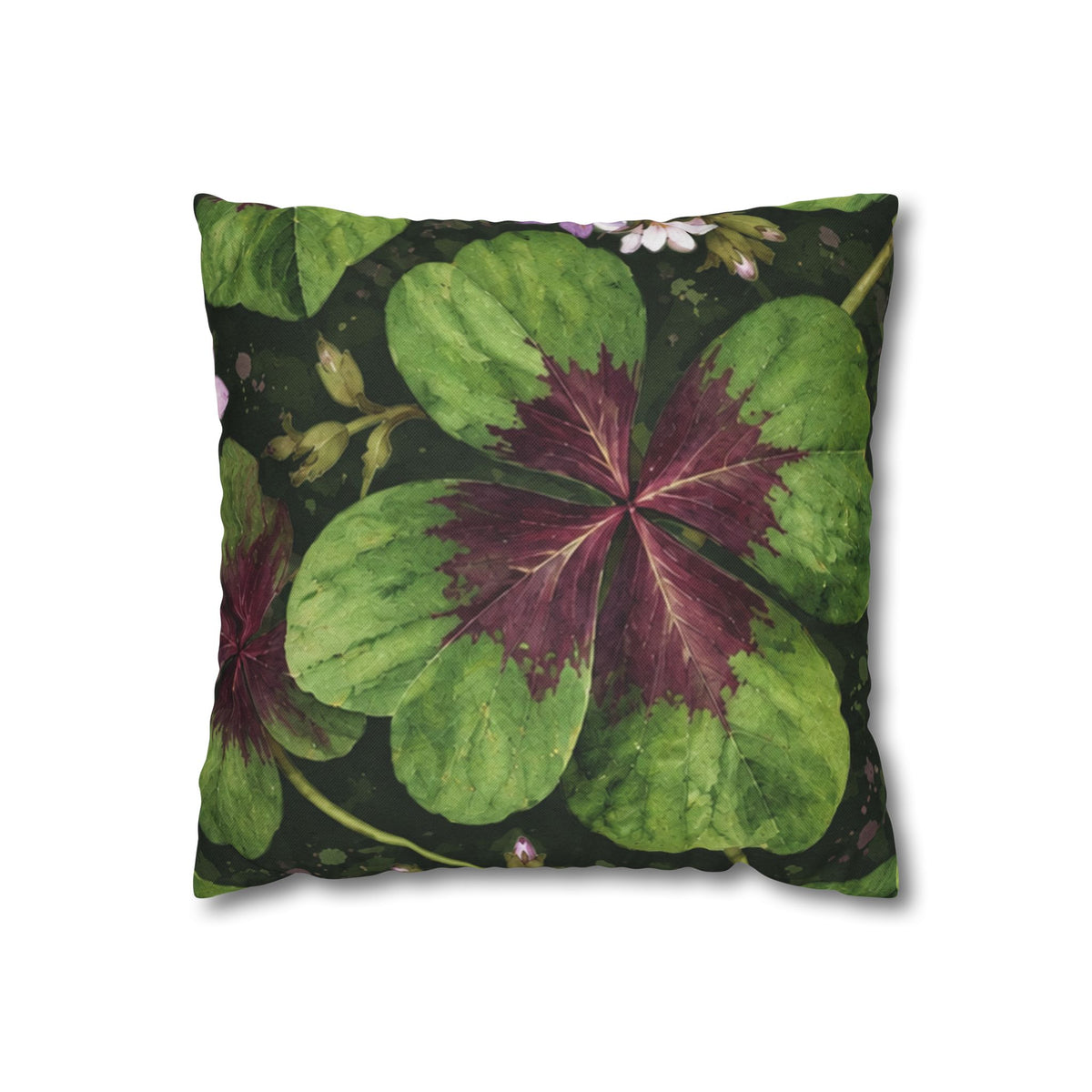 Lucky Four-Leaf Shamrock Pillowcase — Botanical Clover Cushion Cover