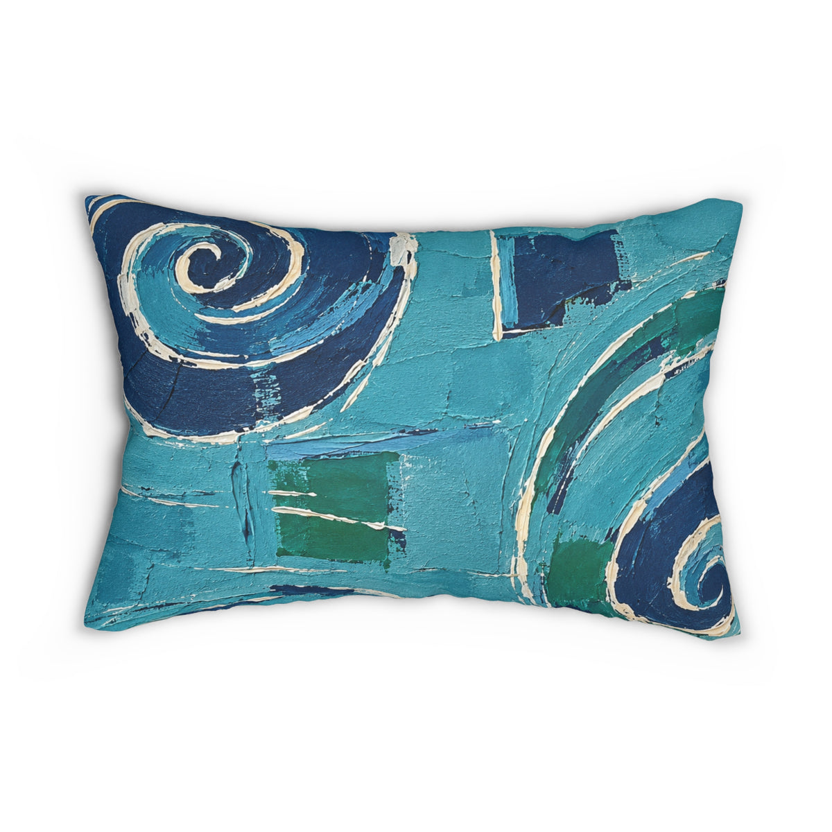 Blue and turquoise Lumbar Pillow — ocean  Swirl Decorative Cushion