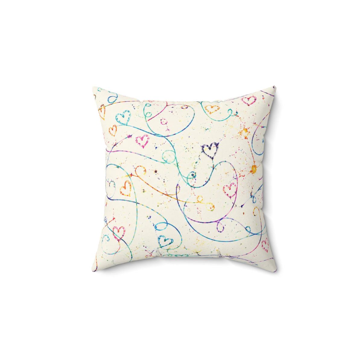 Whimsical Rainbow Heart Swirl Throw Pillow