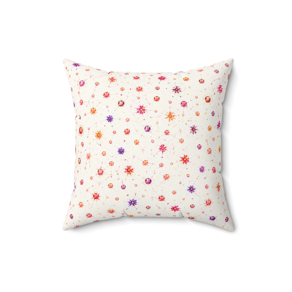 Floral Confetti Square Pillow — Pink & Orange Watercolor Ditsy Throw Pillow
