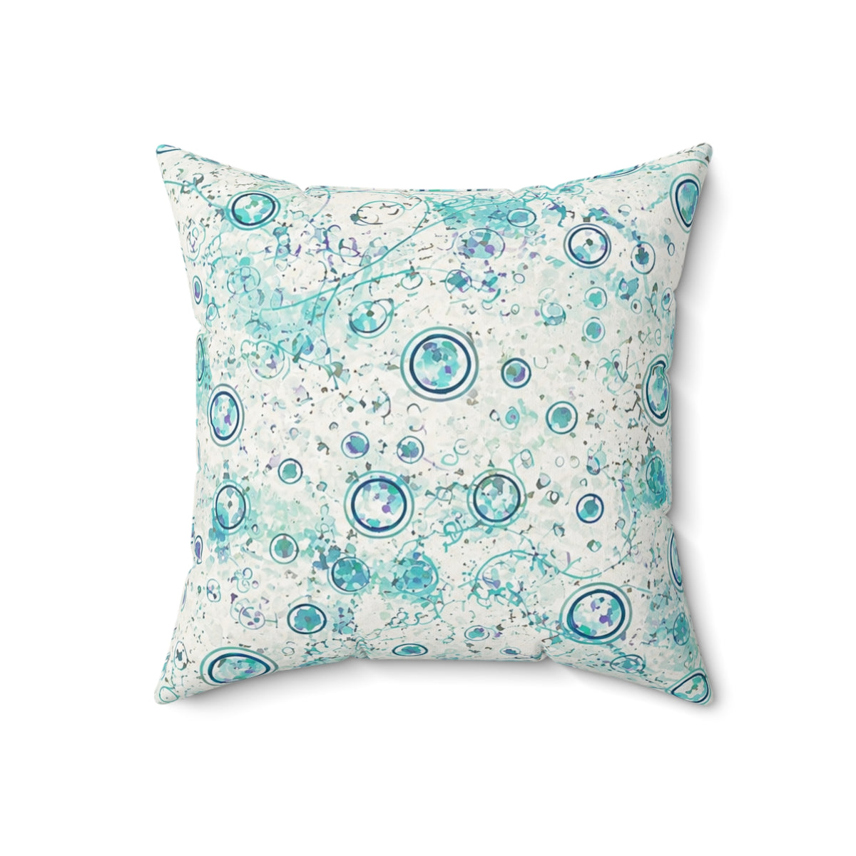 Ocean Bubble Decorative Pillow — Teal Blue Abstract Coastal Accent