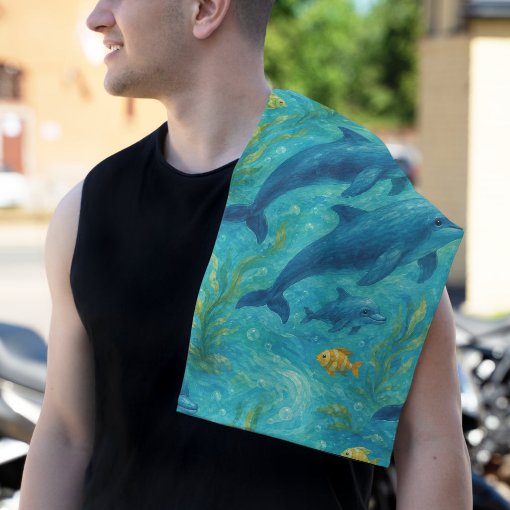 Dolphin Rally Towel — 11x18 Beach & Pool Game Day Towel