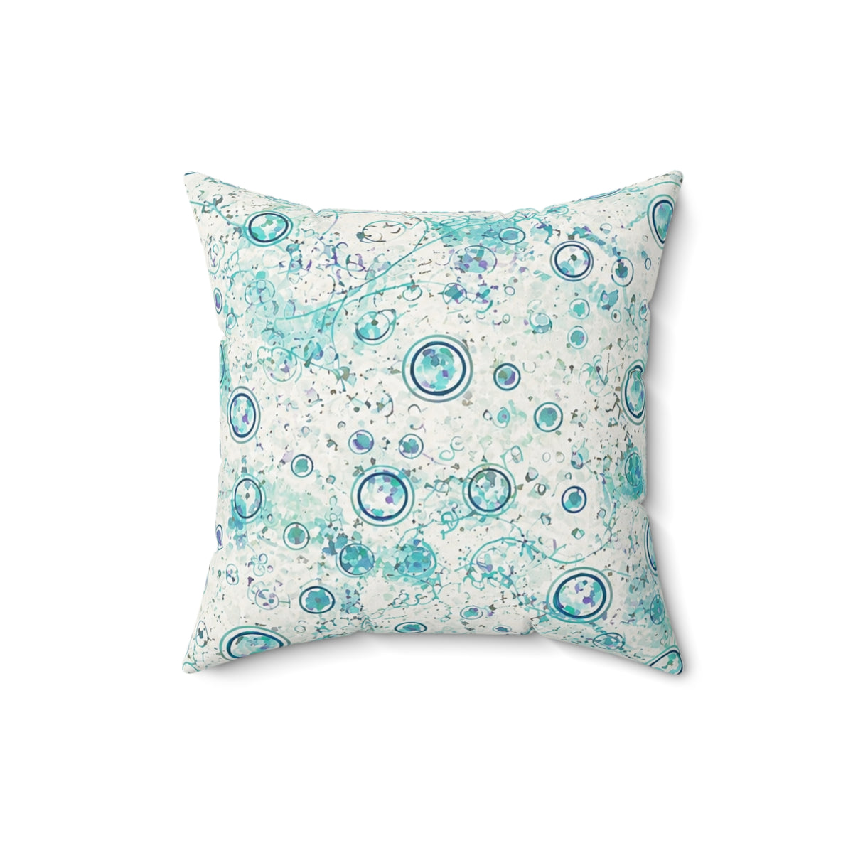 Ocean Bubble Decorative Pillow — Teal Blue Abstract Coastal Accent
