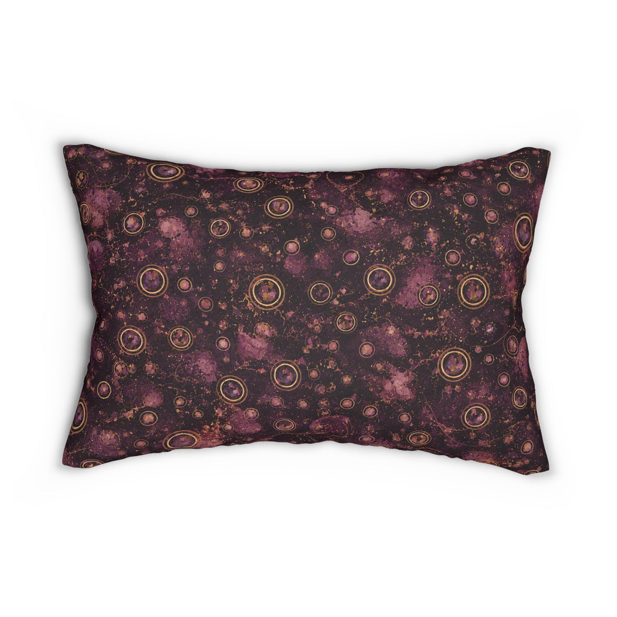 Galaxy Rose Lumbar Pillow — Pink & Burgundy Celestial Pattern