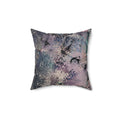 Abstract Ocean Waves Decorative Pillow — Teal & Lavender Seafoam Accent Cushion