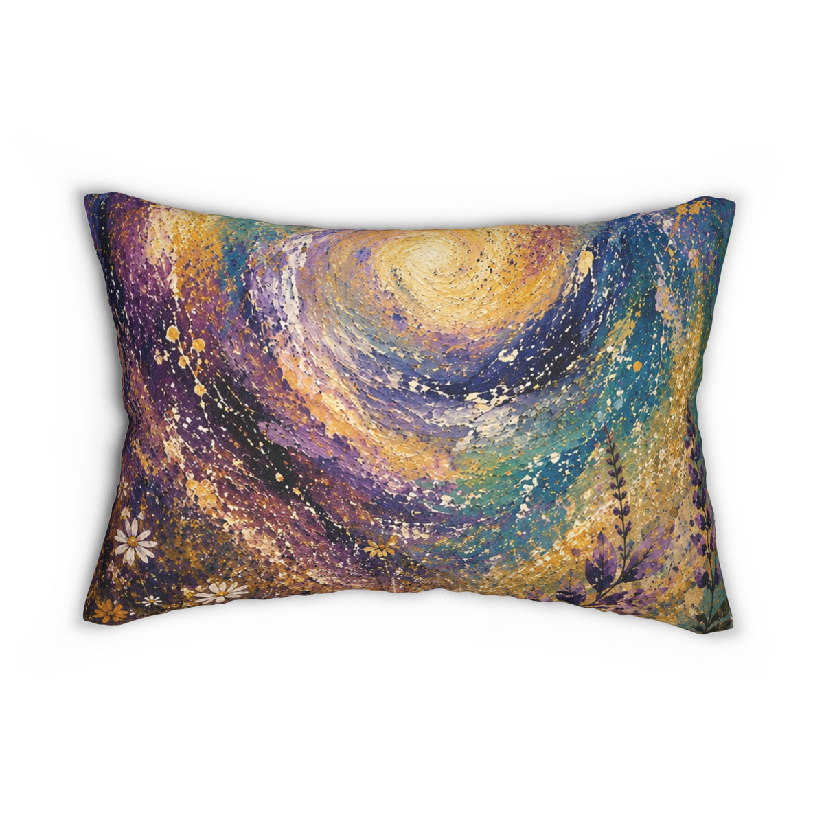 Starry Swirl Lumbar Pillow — Abstract Night Sky Decorative Pillow