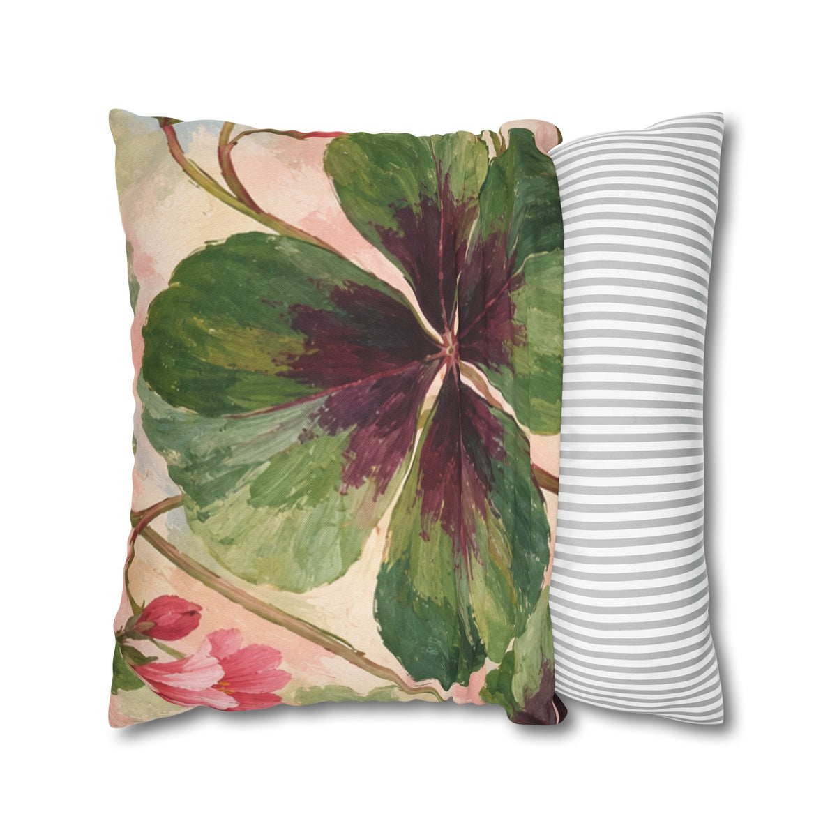 Cushion covers Botanical Clover Decorative Pillowcase — Floral Green Four-Leaf Throw Pillow Cover
