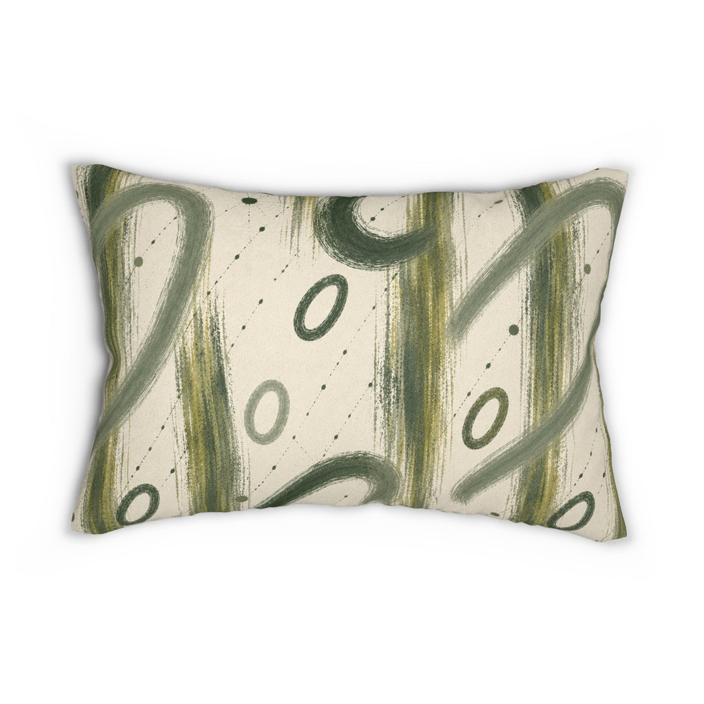 Abstract Olive Brushstroke Lumbar Pillow