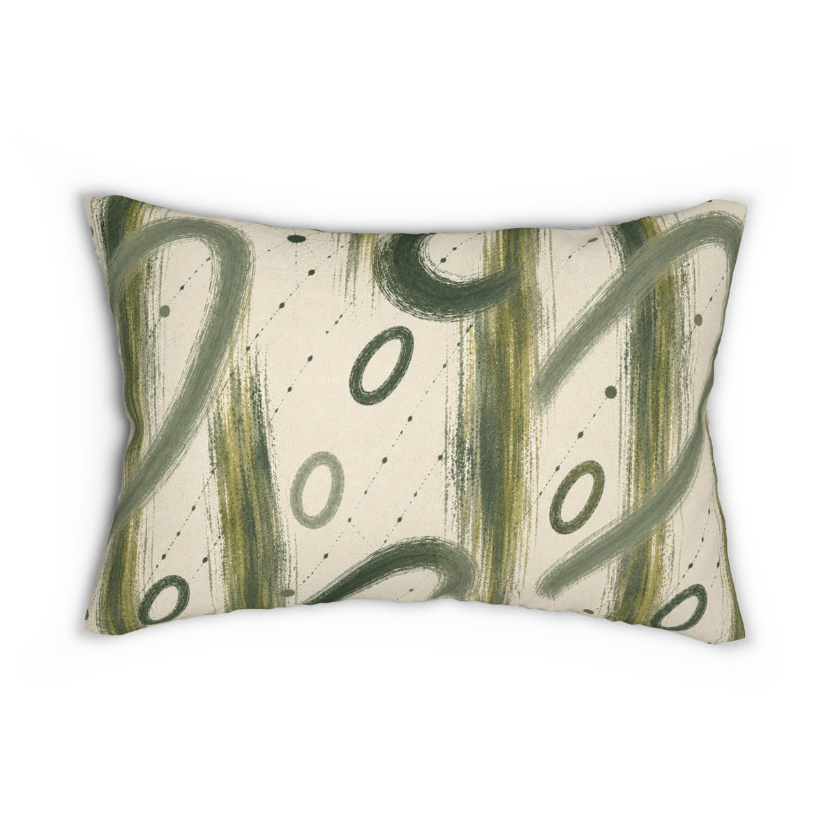Abstract Olive Brushstroke Lumbar Pillow