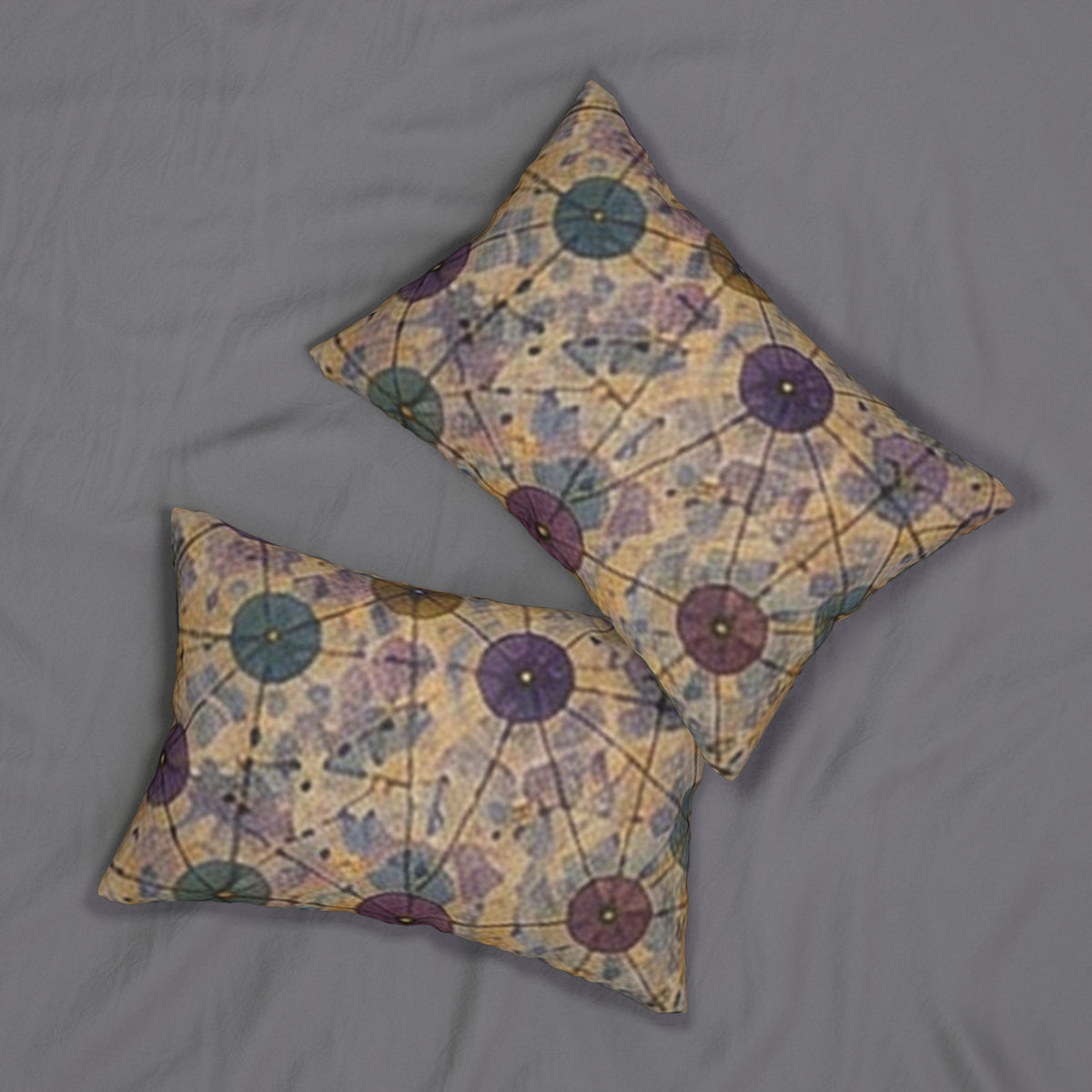Mid-Century Floral Lumbar Pillow