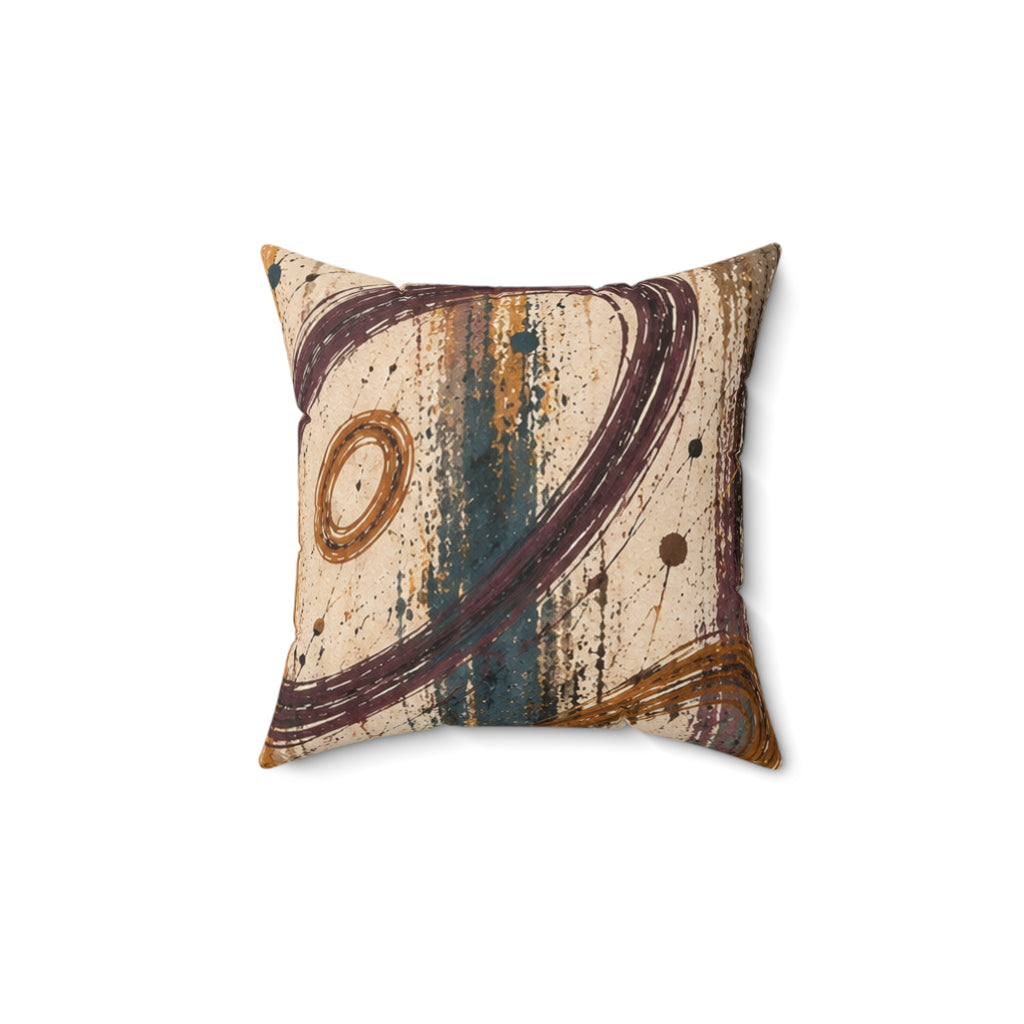 Abstract Rustic Swirl Decorative Pillow — Earth Tones Square Throw Pillow
