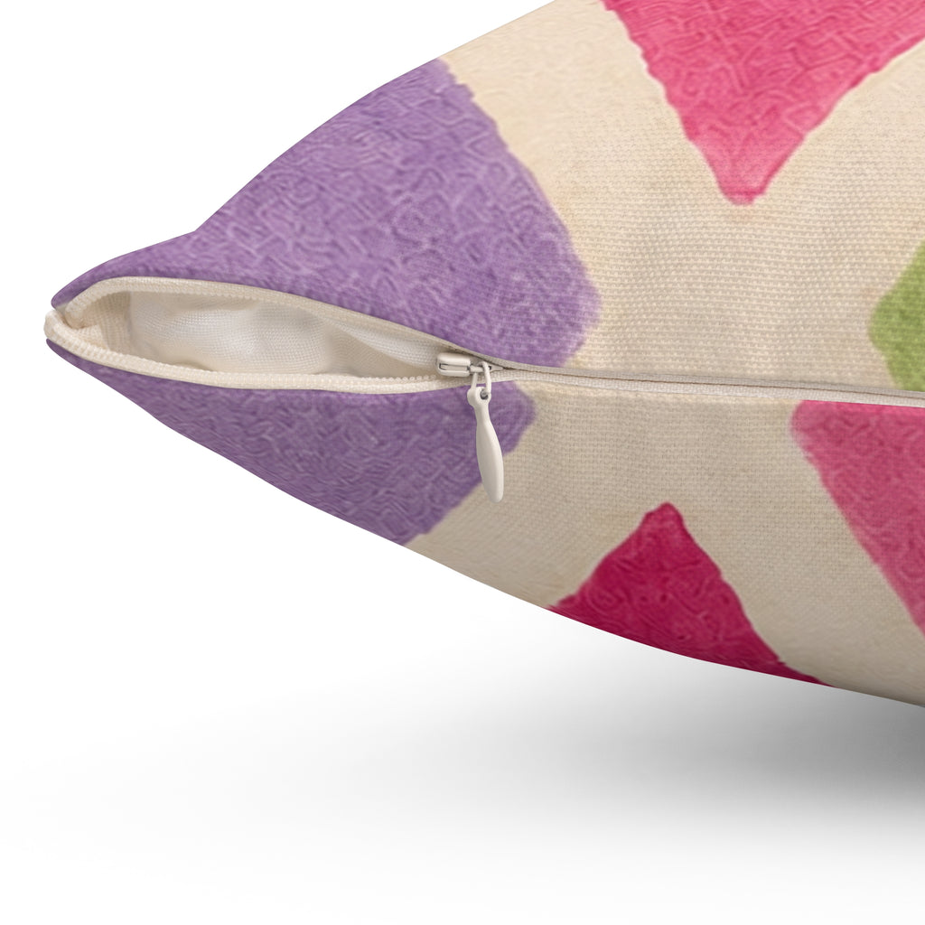 Colorful Harlequin Pattern Square Pillow — Pink & Pastel Decorative Throw Pillow