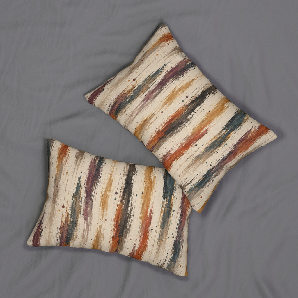 Abstract Striped Lumbar Pillow — Rustic Brushstroke Accent Cushion
