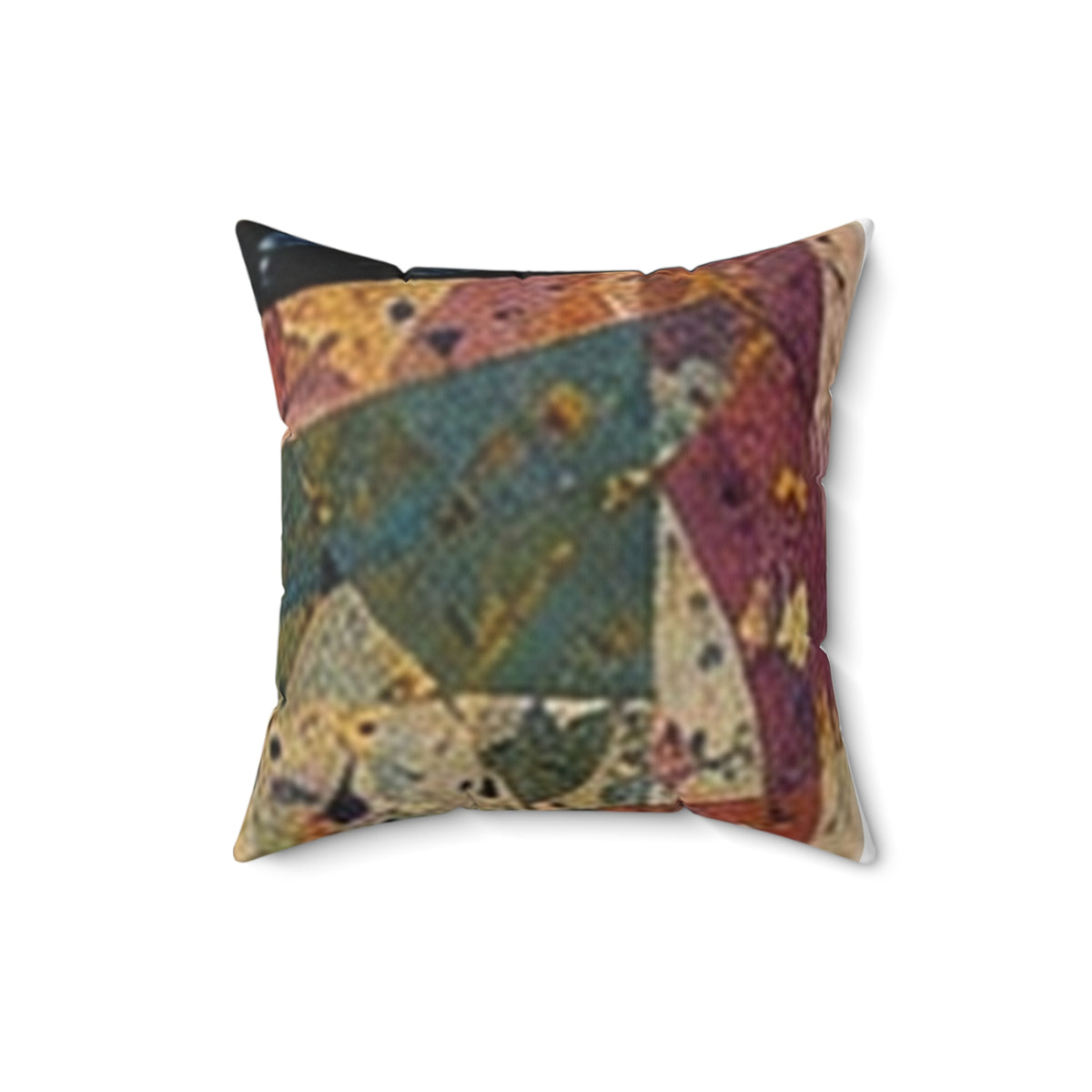 Abstract Patchwork Decorative Pillow — Multicolor Geometric Accent Cushion