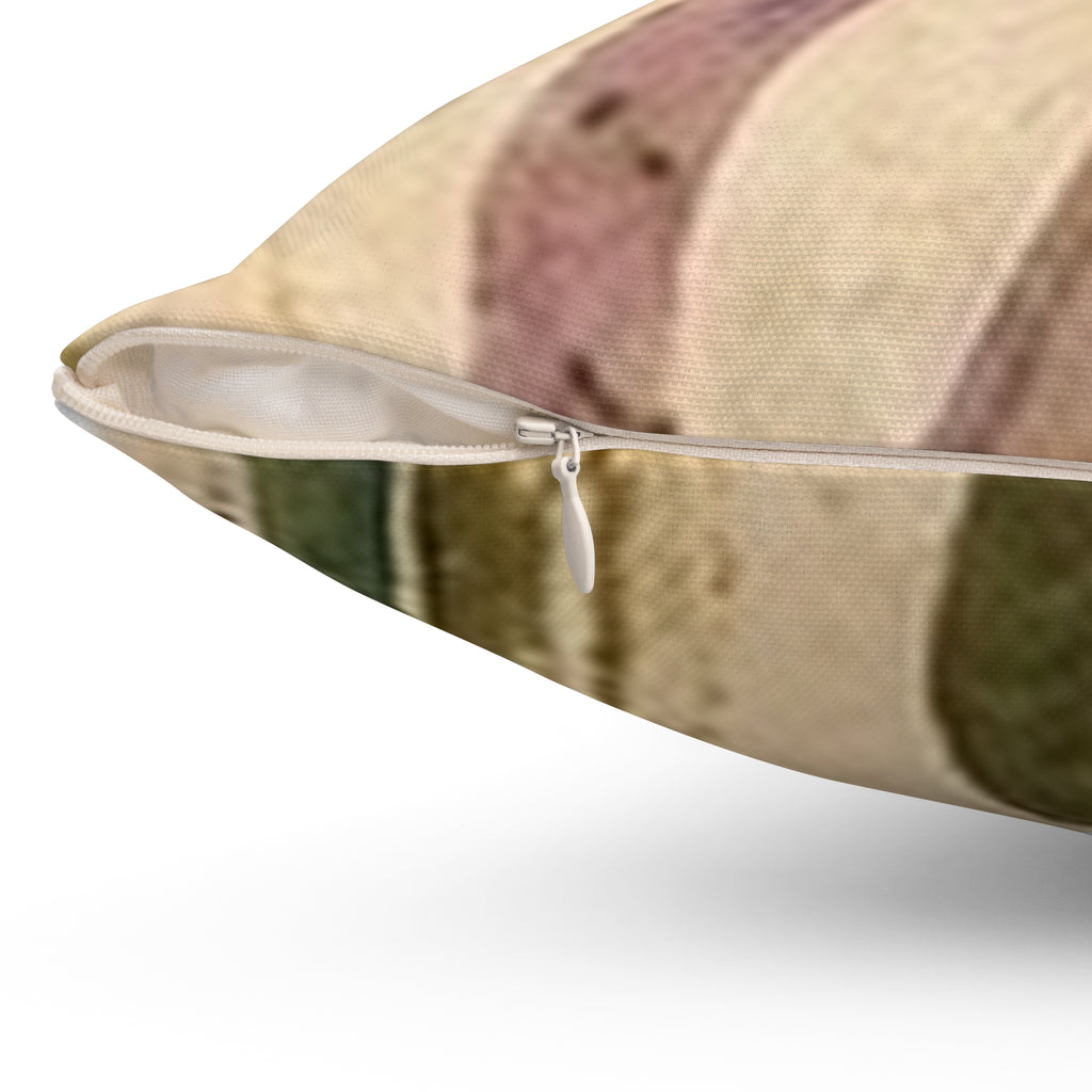 Abstract Earth-Tone Square Pillow — Vintage Mid-Century Modern Accent Cushion