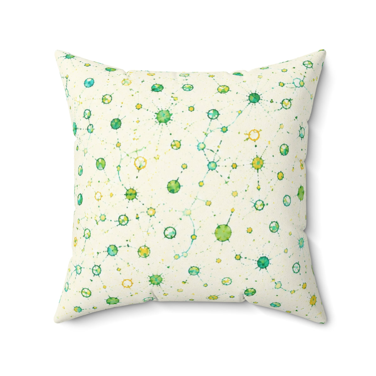 Green Watercolor Dot Decorative Pillow — Floral Speckle Pattern Accent Cushion