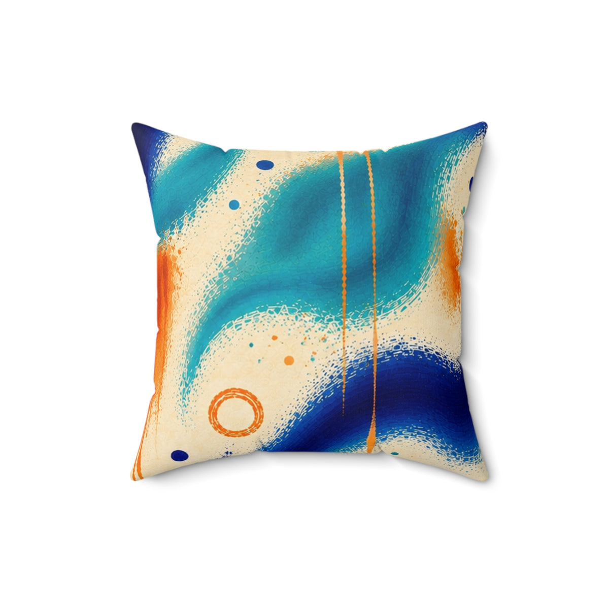 Abstract Ocean Waves Decorative Pillow — Blue Teal Orange Square Cushion