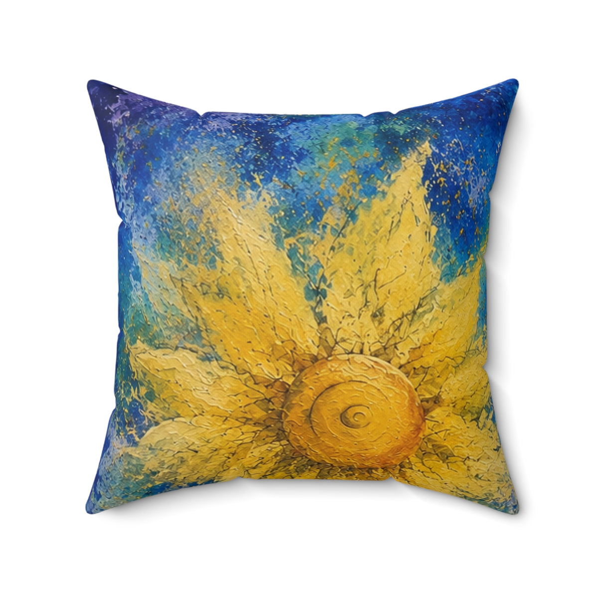 Sunflower Art Pillow — Bright Yellow Floral Decorative Throw Pillow
