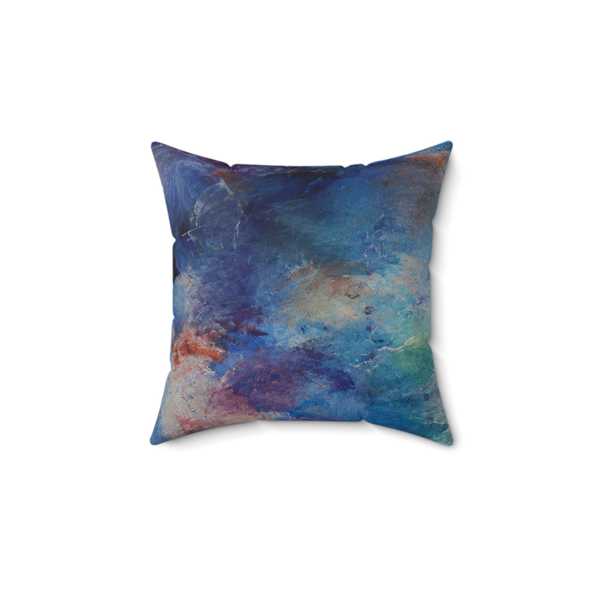Abstract oceanic Square Pillow — Colorful Watercolor Accent Cushion