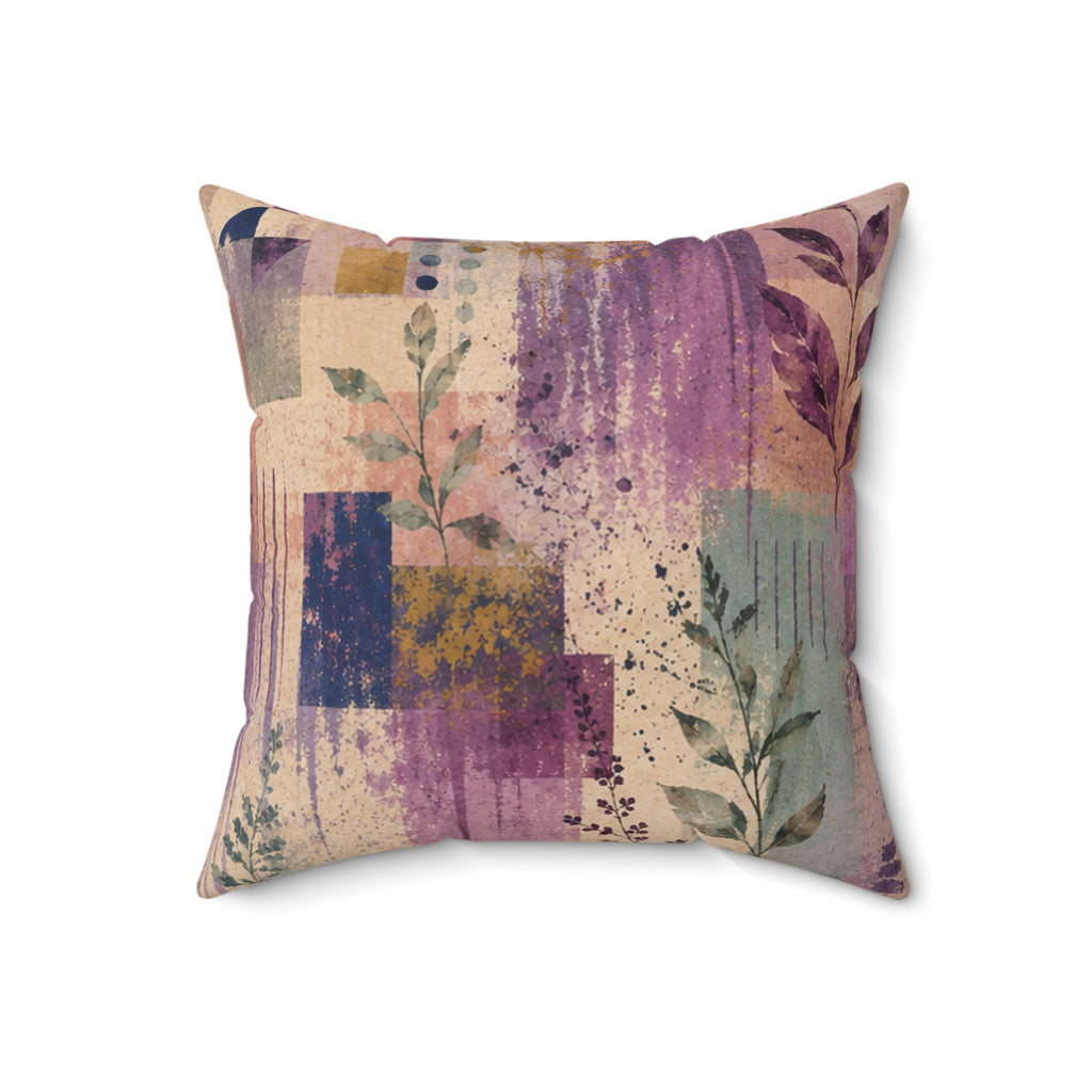 Abstract Floral Square Pillow — Pastel Geometric Accent Cushion
