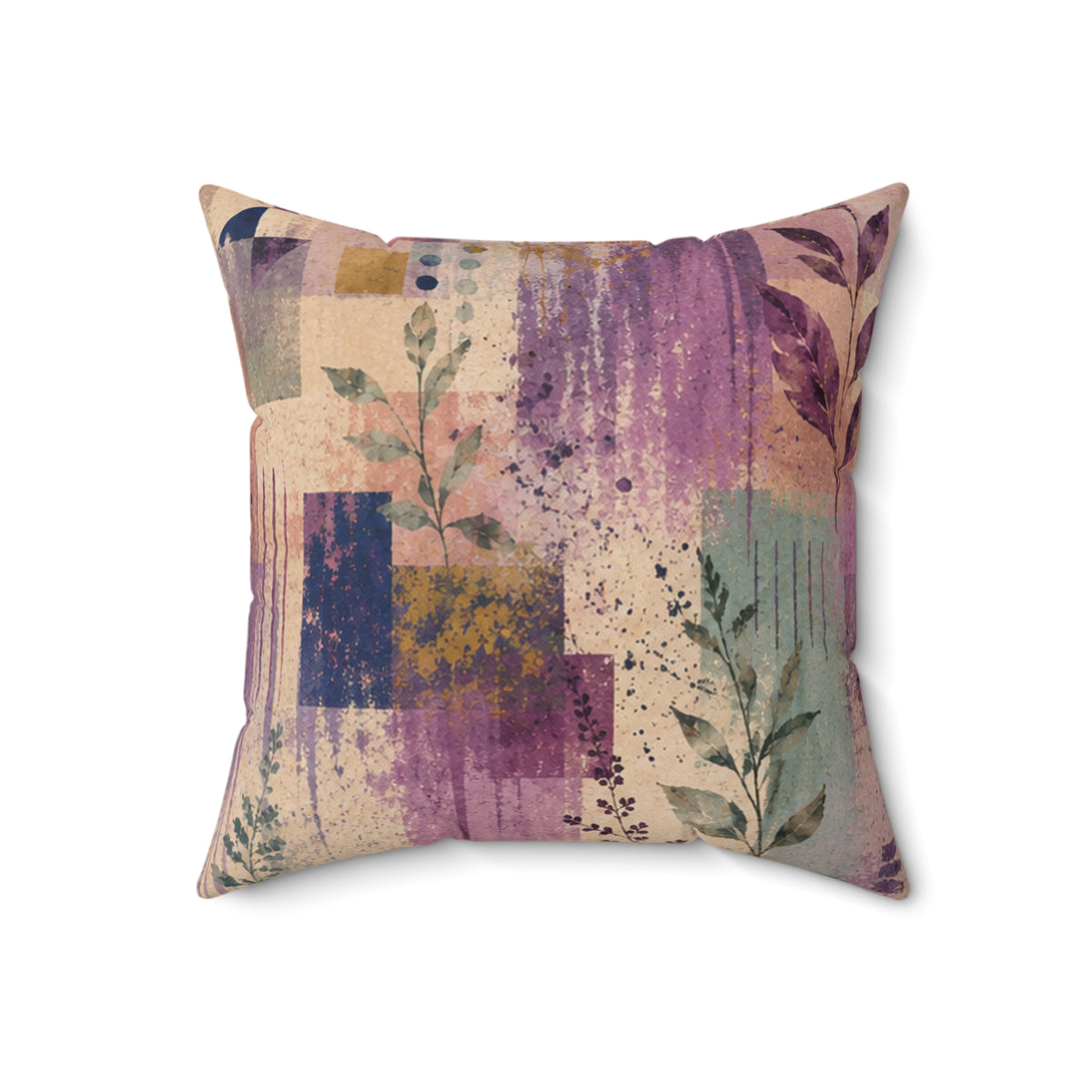 Abstract Floral Square Pillow — Pastel Geometric Accent Cushion