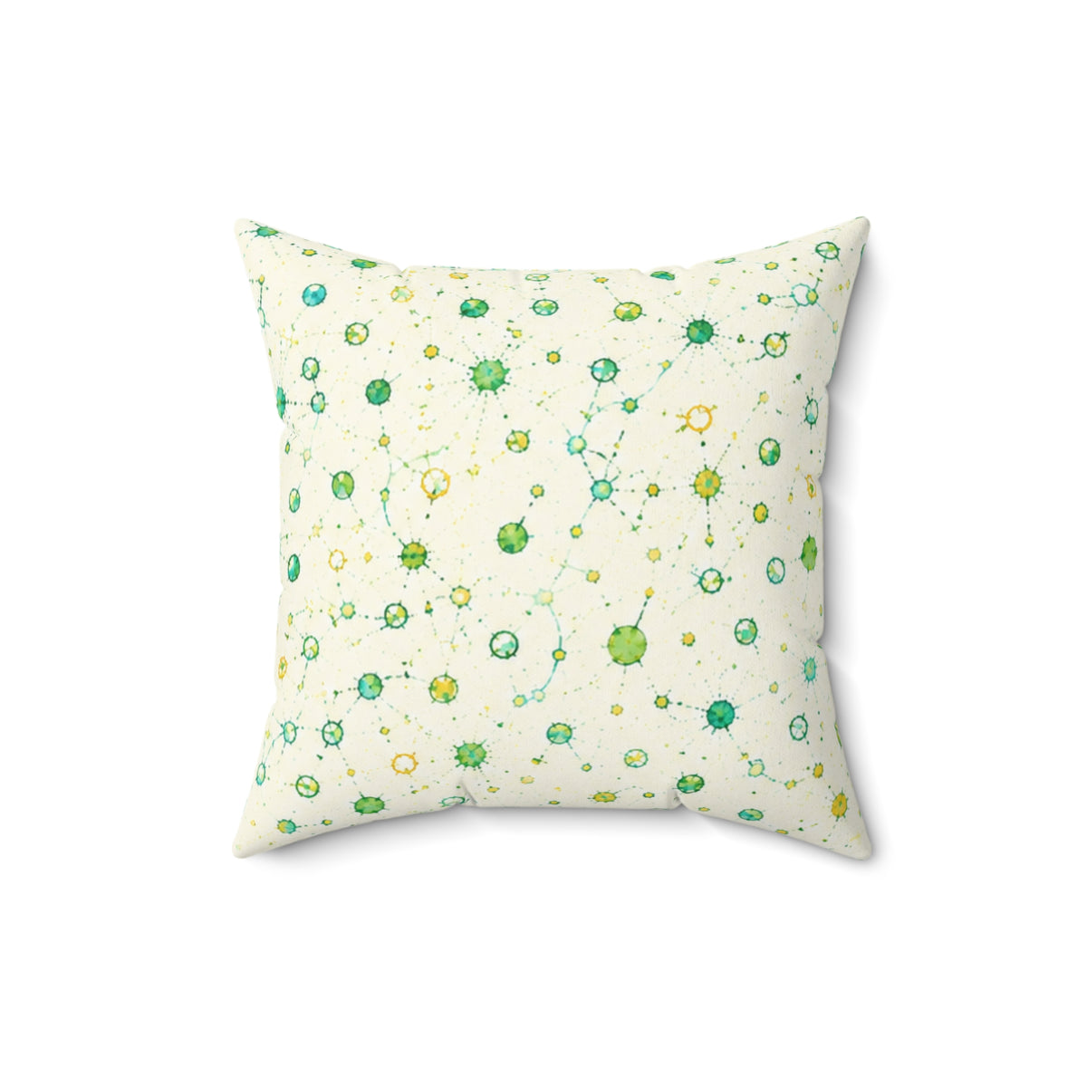Green Watercolor Dot Decorative Pillow — Floral Speckle Pattern Accent Cushion