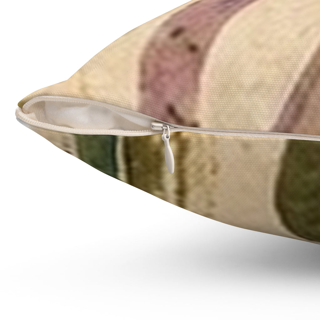 Abstract Earth-Tone Square Pillow — Vintage Mid-Century Modern Accent Cushion