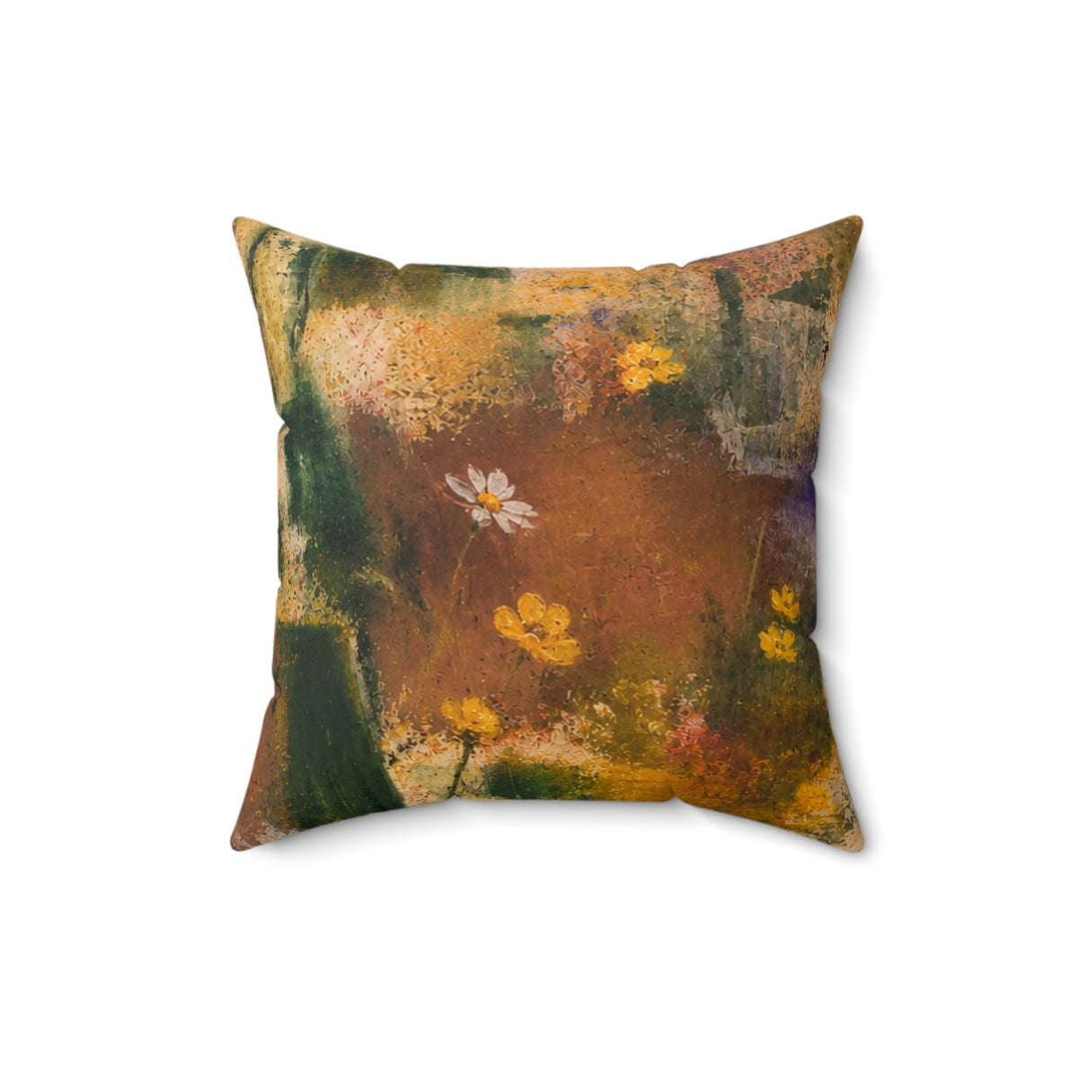 Daisy Field Decorative Pillow — Vintage Floral Art Throw Cushion