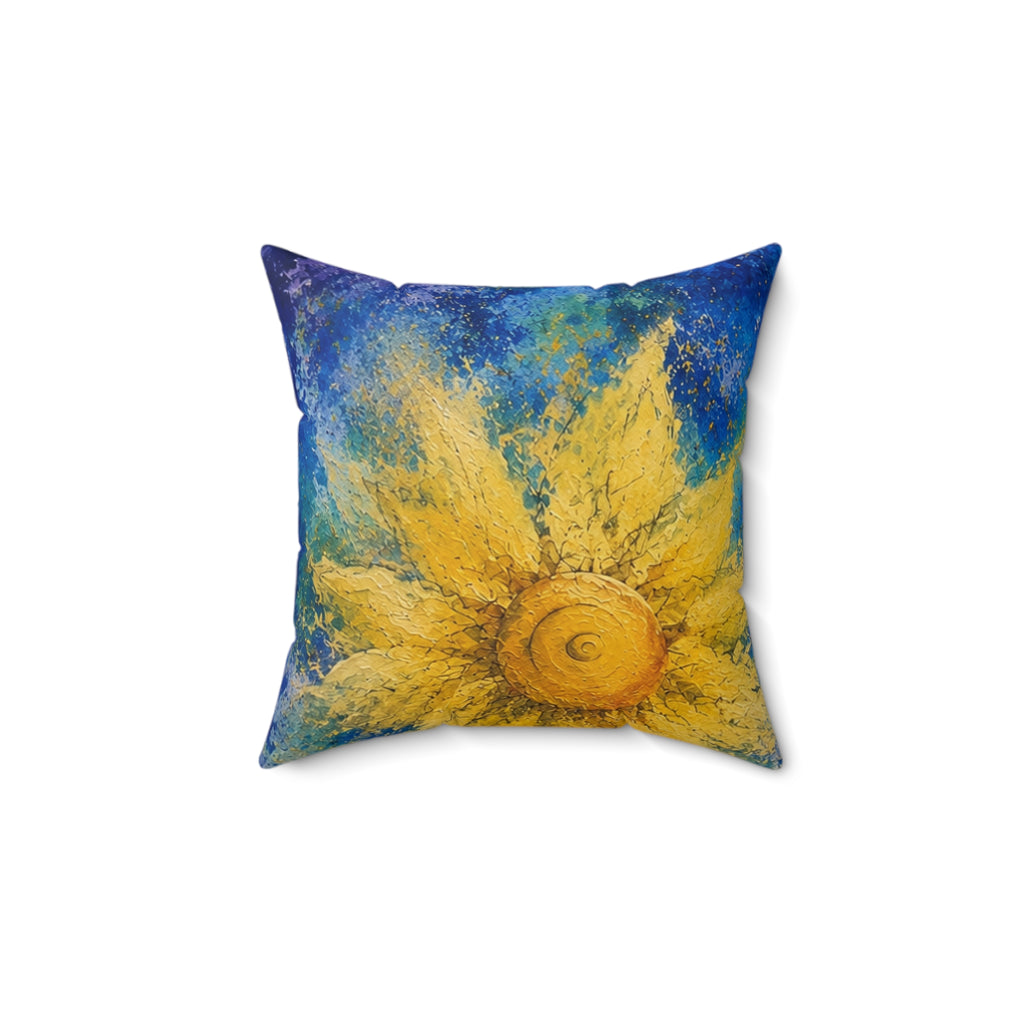 Sunflower Art Pillow — Bright Yellow Floral Decorative Throw Pillow