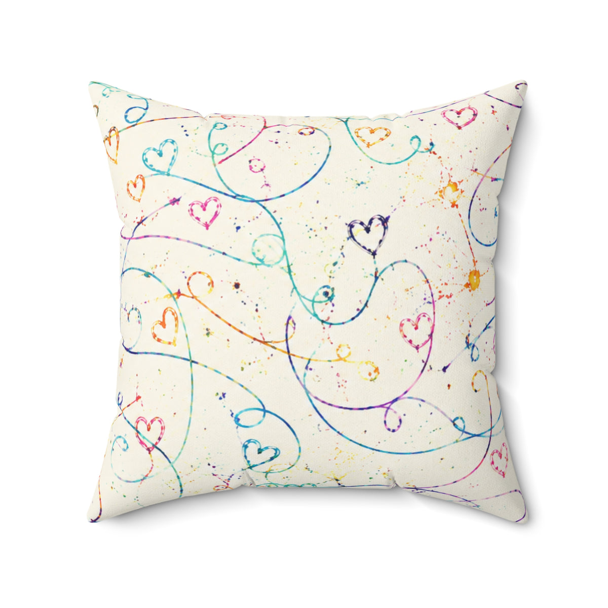 Whimsical Rainbow Heart Swirl Throw Pillow