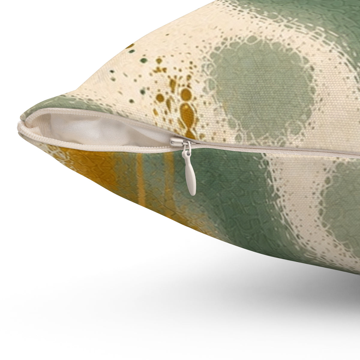 Abstract Green & Gold Throw Pillow — Modern Swirl Decorative Cushion