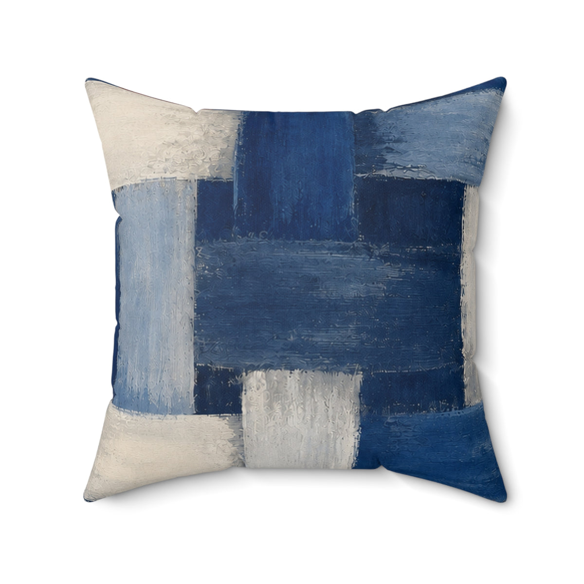Abstract Blue Patchwork Decorative Pillow