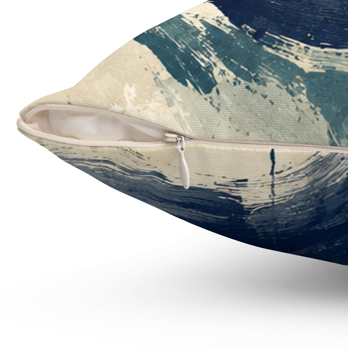 Abstract Coastal Brushstroke Pillow - Blue & Gold Decorative Throw Cushion