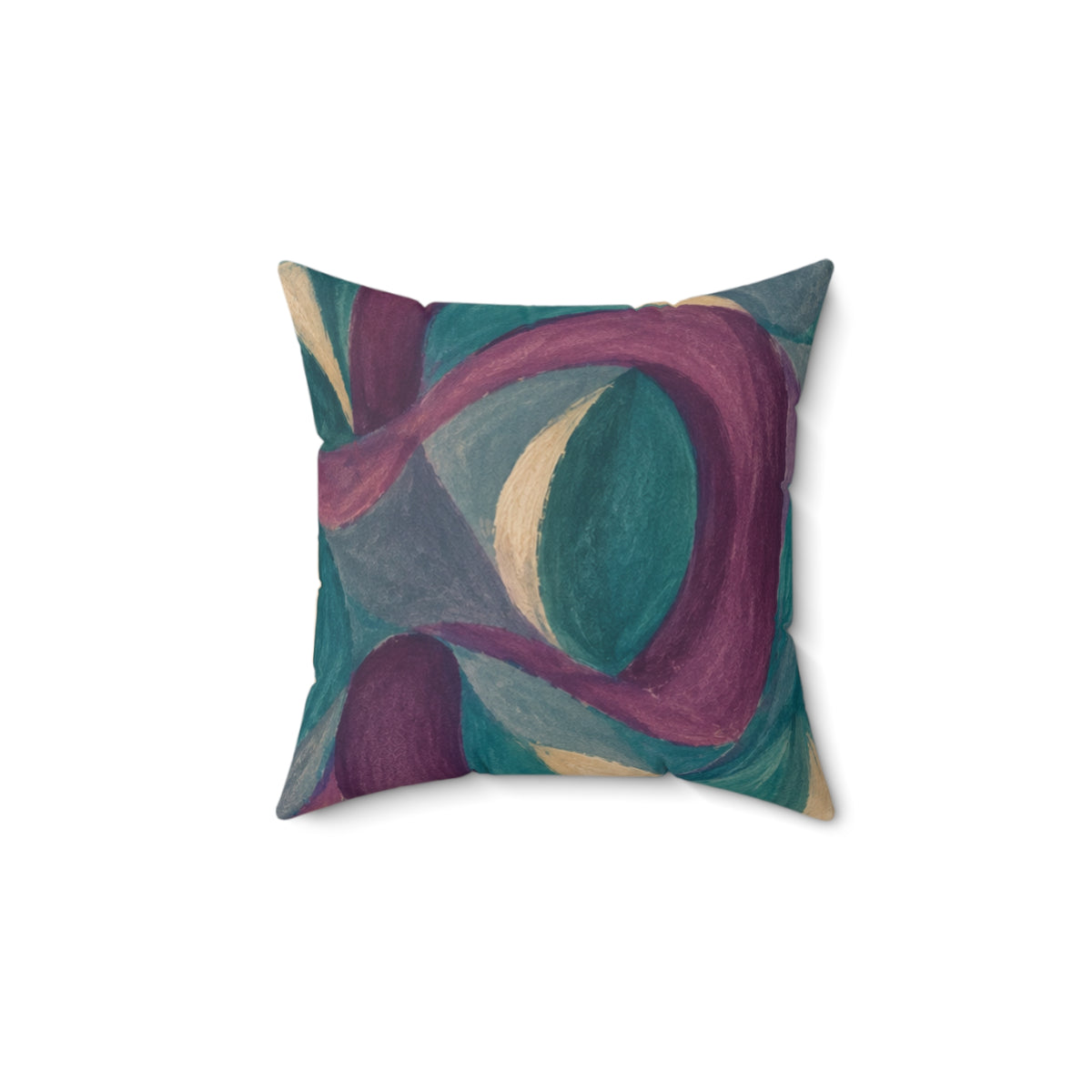Abstract Teal & Plum Decorative Pillow — Modern Geometric Accent Cushion