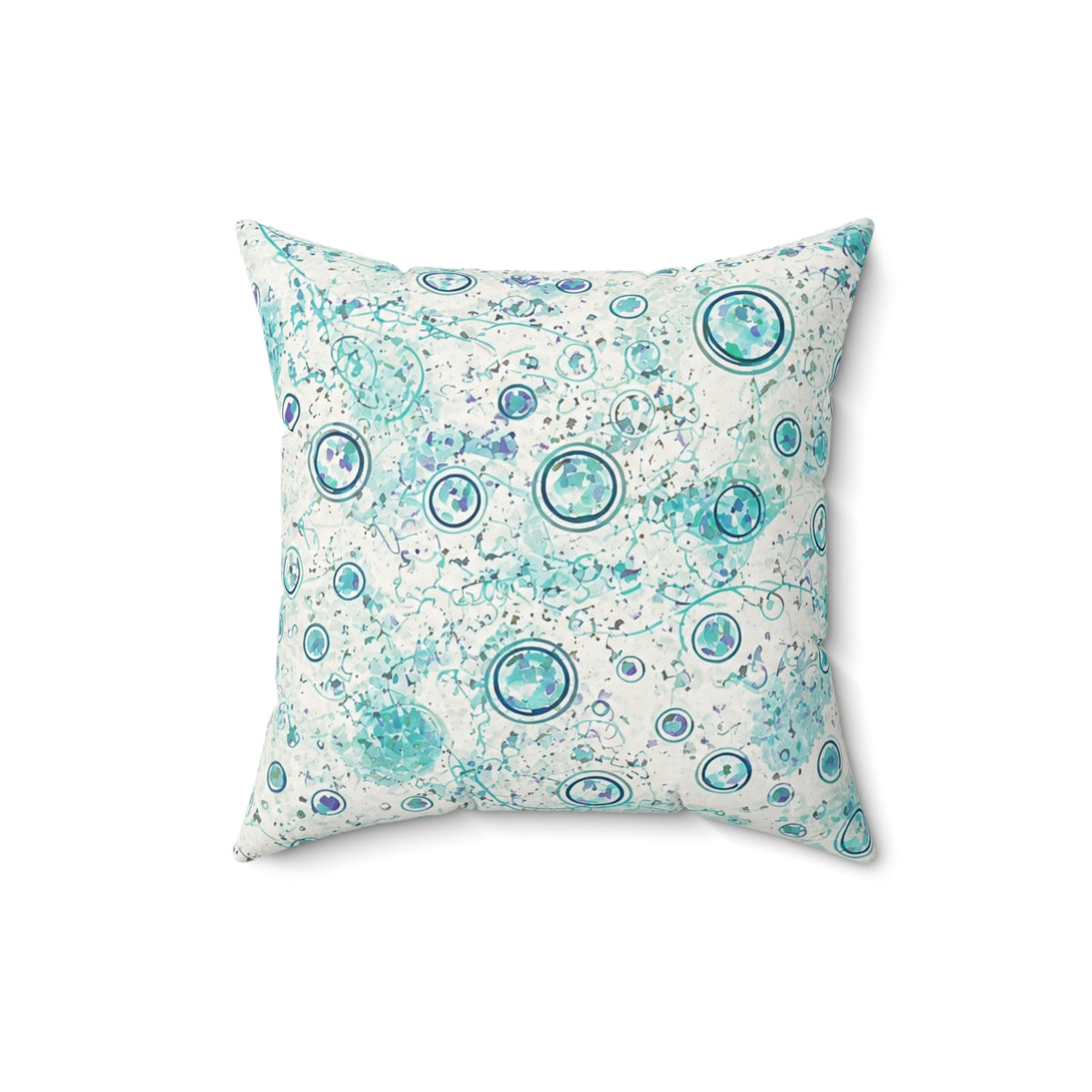 Ocean Bubble Decorative Pillow — Teal Blue Abstract Coastal Accent