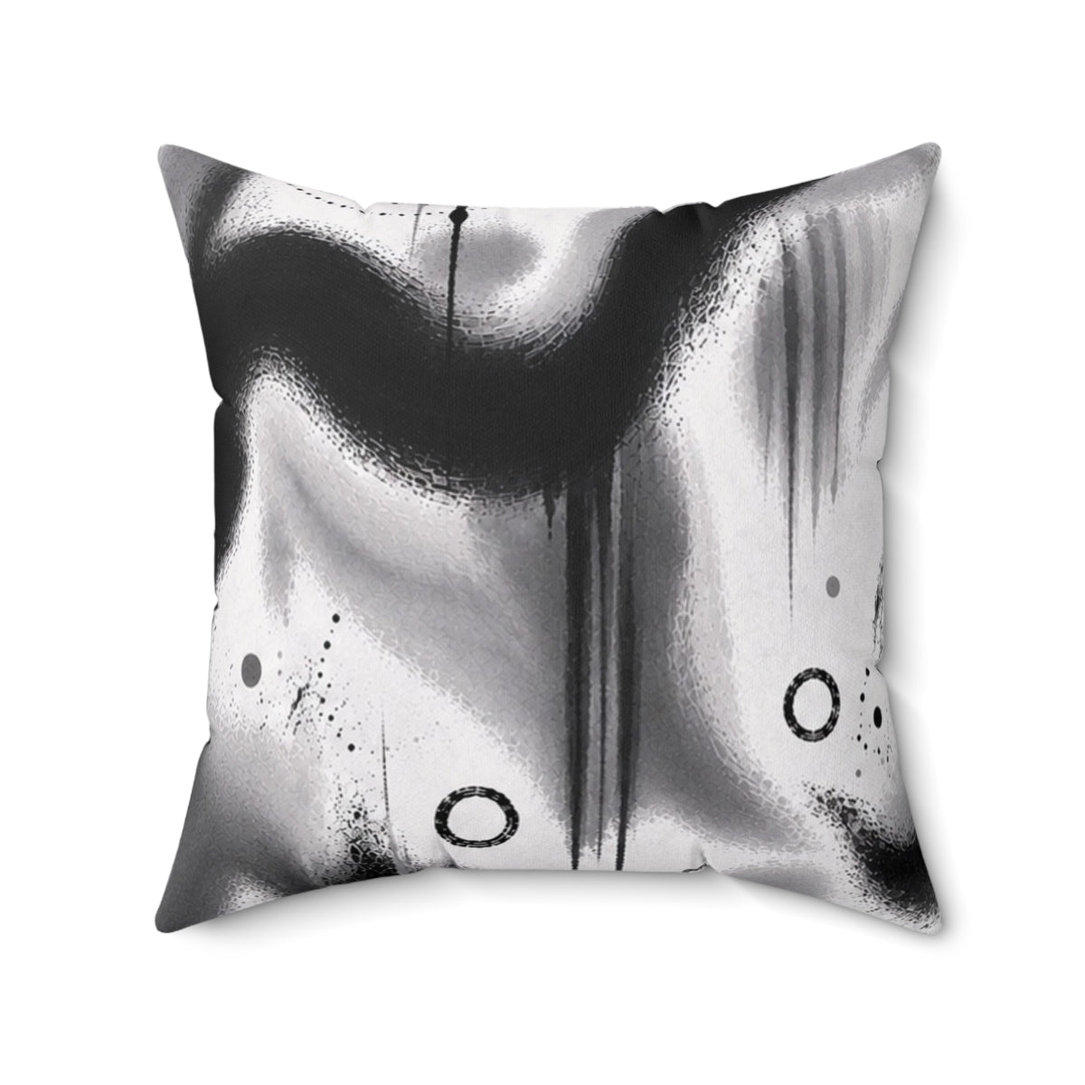 Abstract Black & White Spray Art Square Pillow — Modern Decorative Throw Pillow