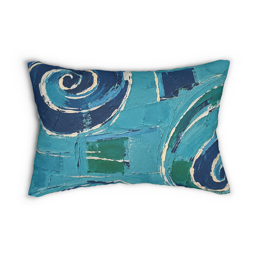 Blue and turquoise Lumbar Pillow — ocean  Swirl Decorative Cushion