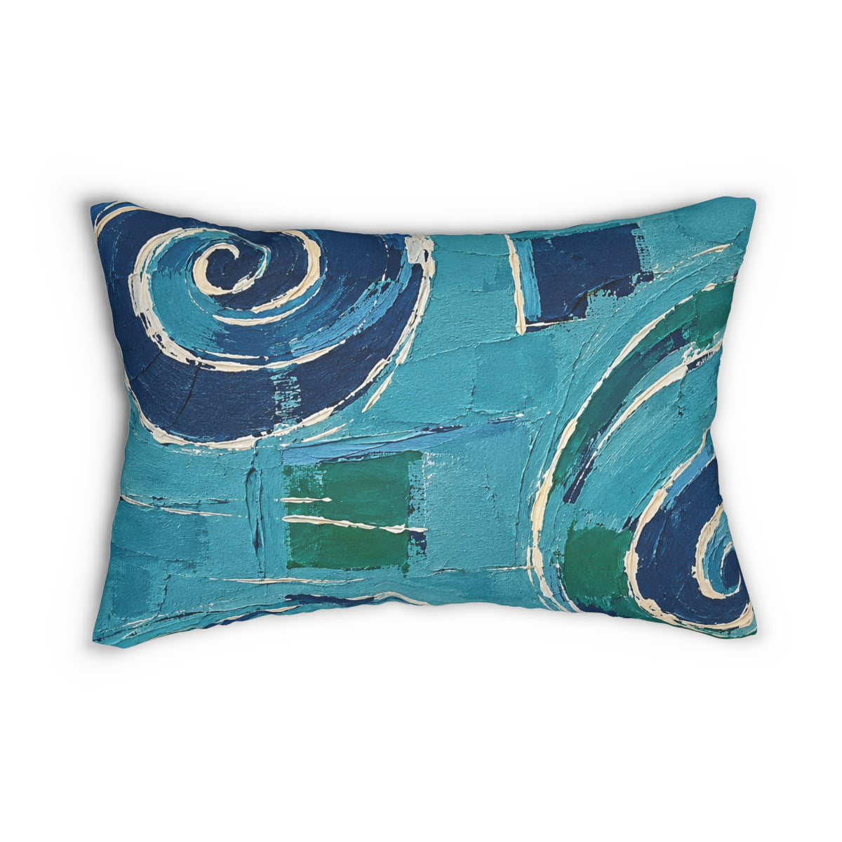 Blue and turquoise Lumbar Pillow — ocean  Swirl Decorative Cushion