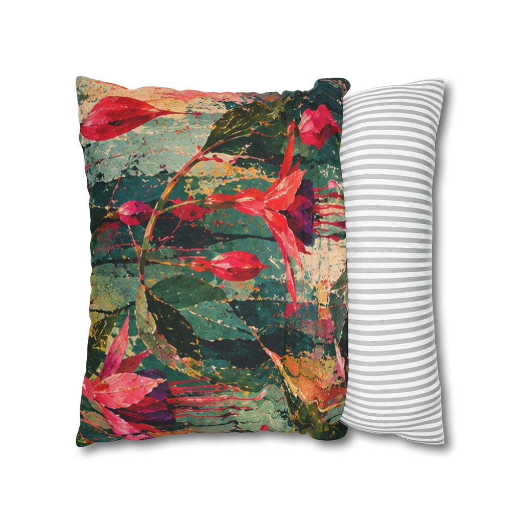 Cushion  covers soft botanical Red Floral Decorative Pillowcase - Vibrant Botanical Accent
