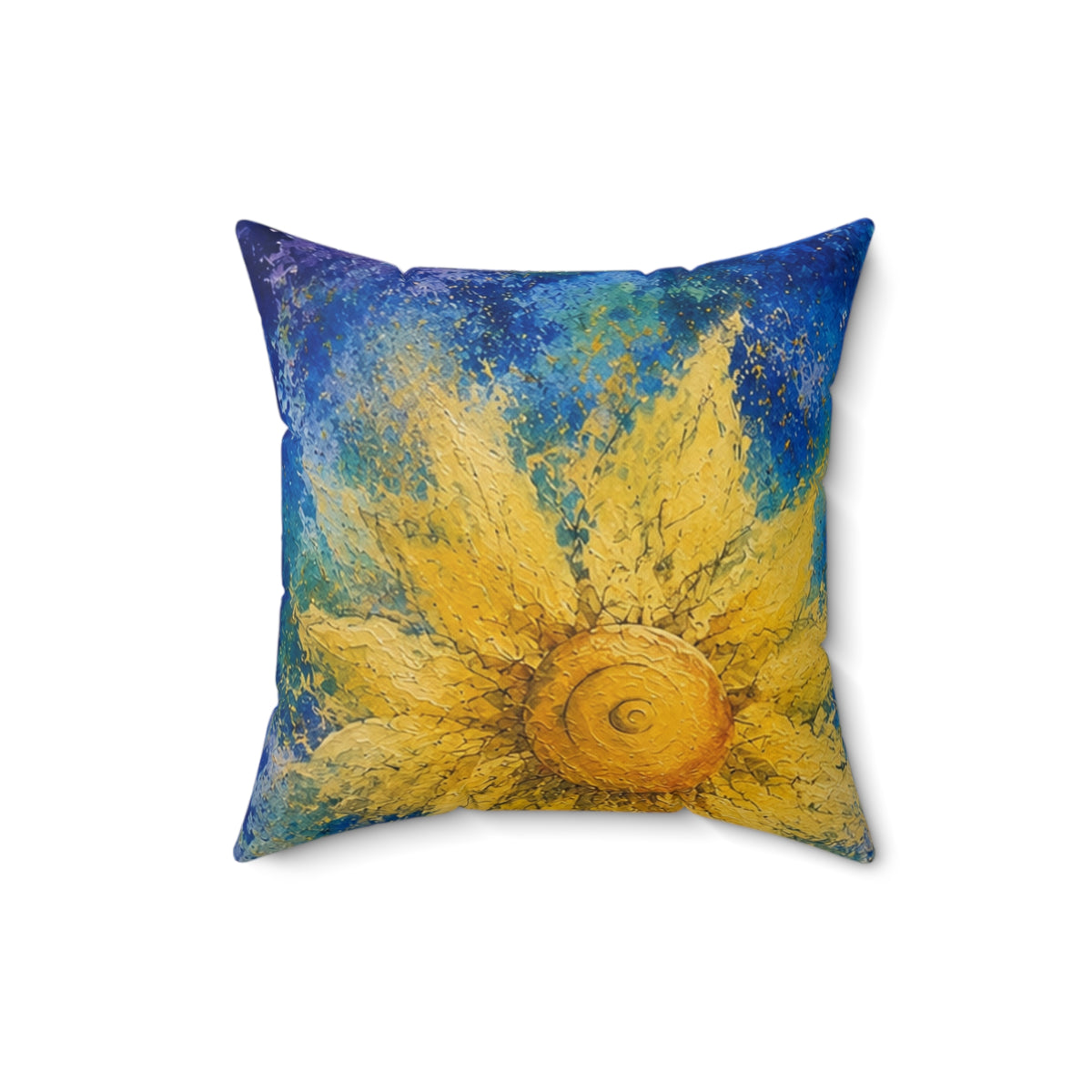 Sunflower Art Pillow — Bright Yellow Floral Decorative Throw Pillow