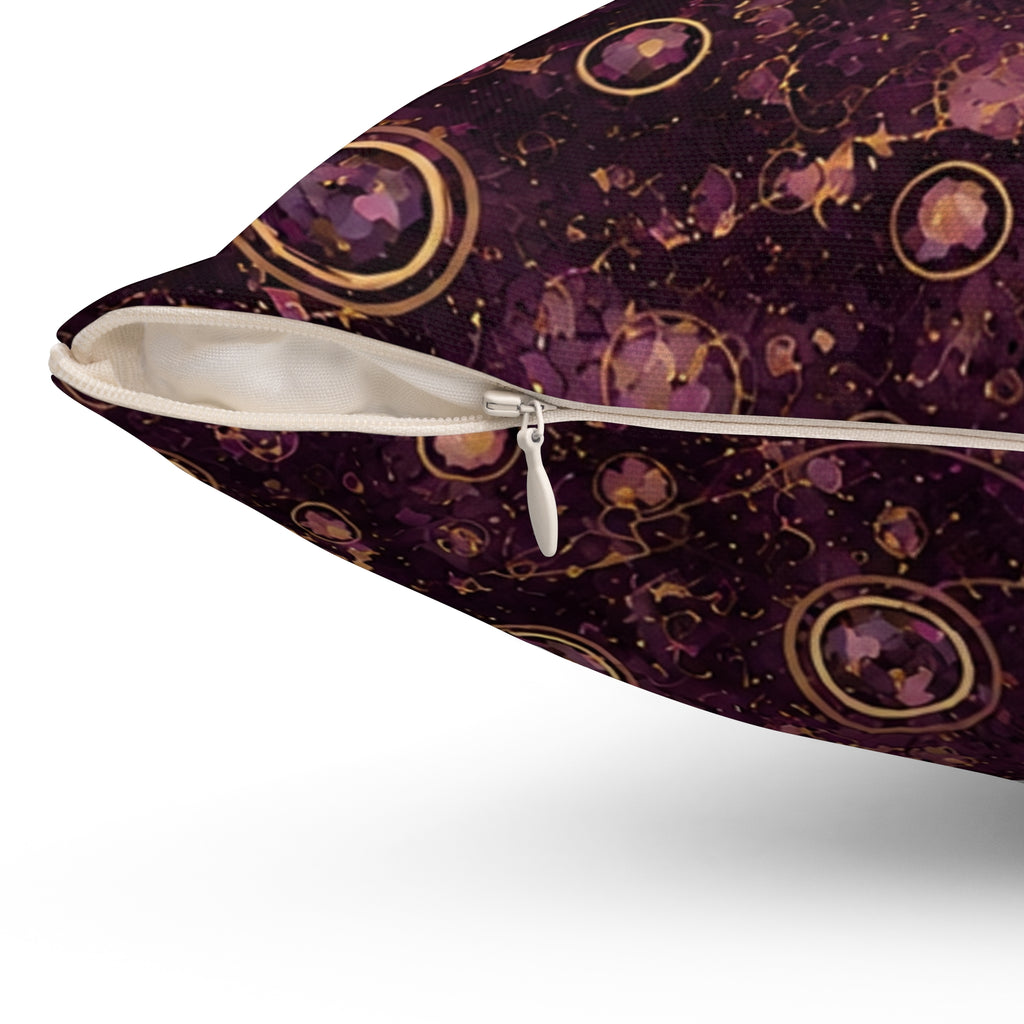 Galaxy Orbit Decorative Pillow — Purple Cosmic Pattern Square Throw Pillow