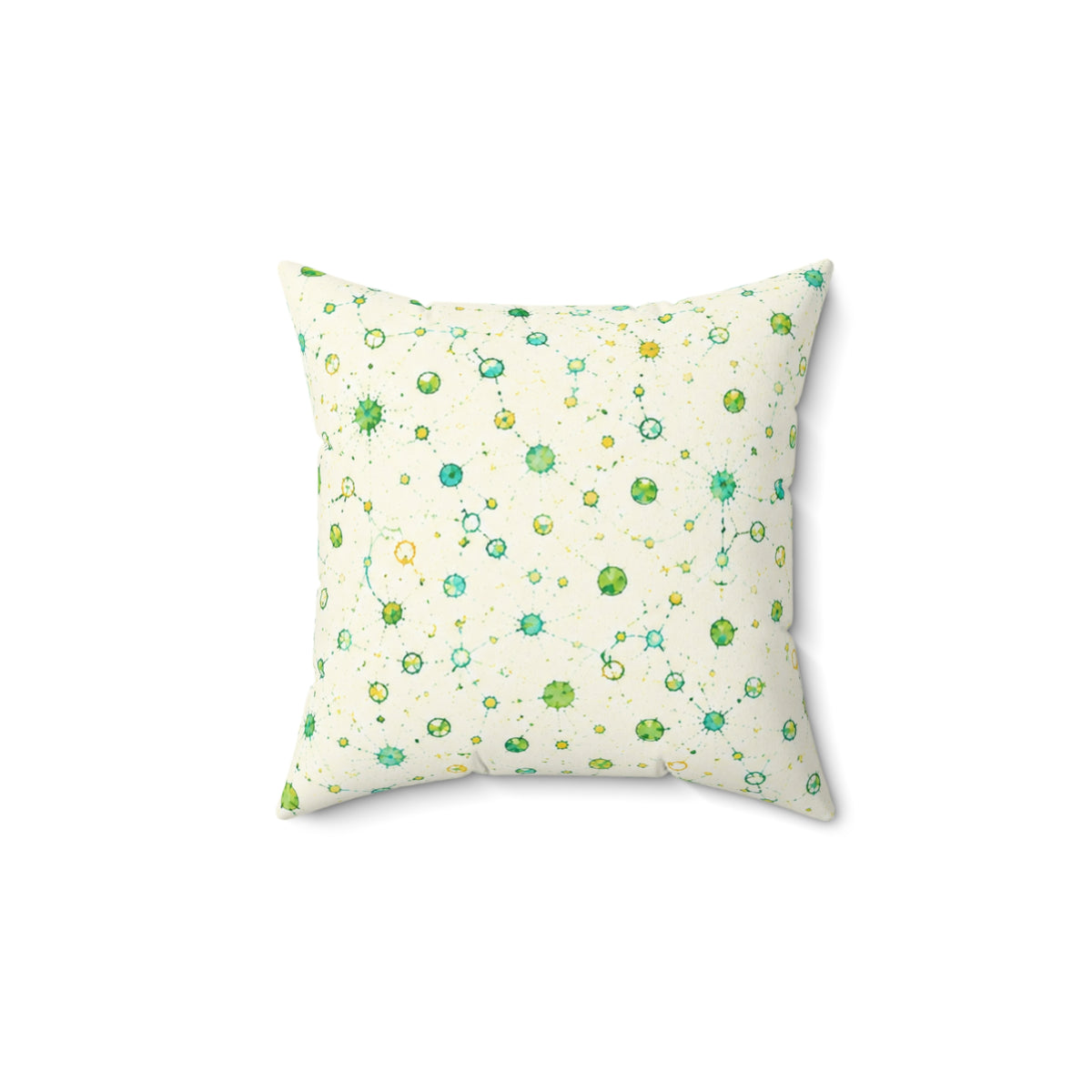 Green Watercolor Dot Decorative Pillow — Floral Speckle Pattern Accent Cushion