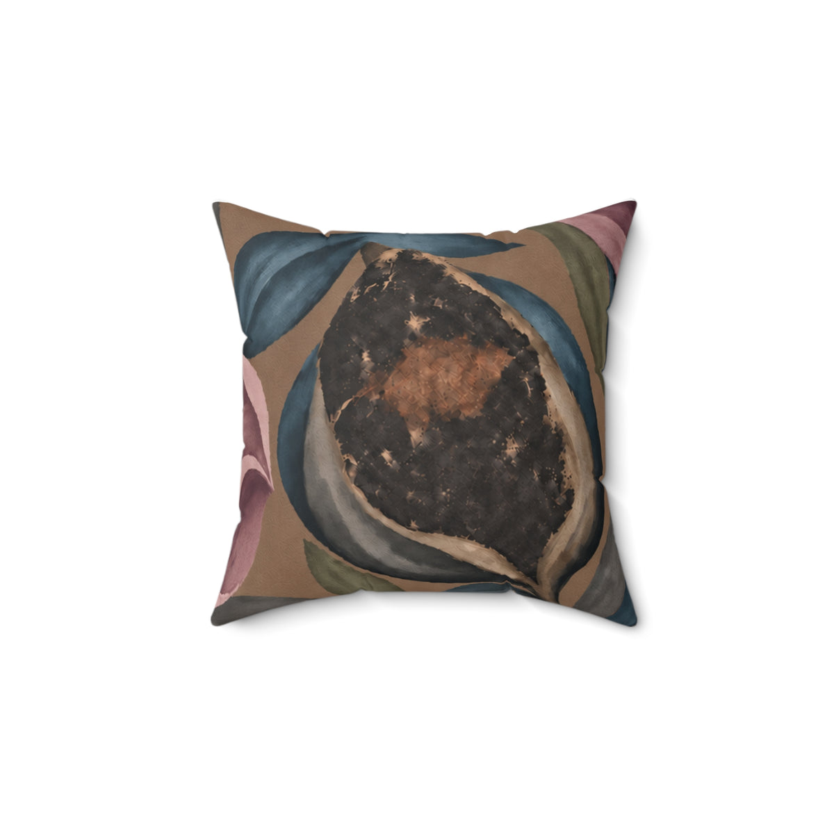 Botanical Velvet Floral Pillow — Mauve Magnolia Decorative Cushion