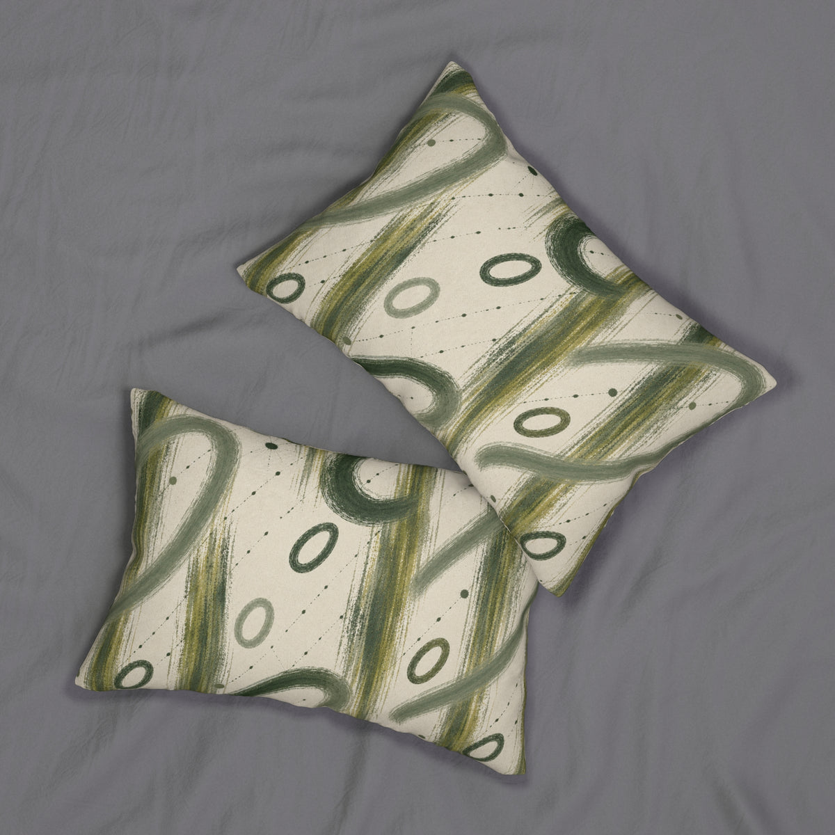 Abstract Olive Brushstroke Lumbar Pillow