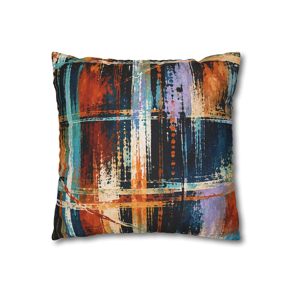 Abstract Teal & Orange Decorative Pillowcase — Modern Brushstroke Accent