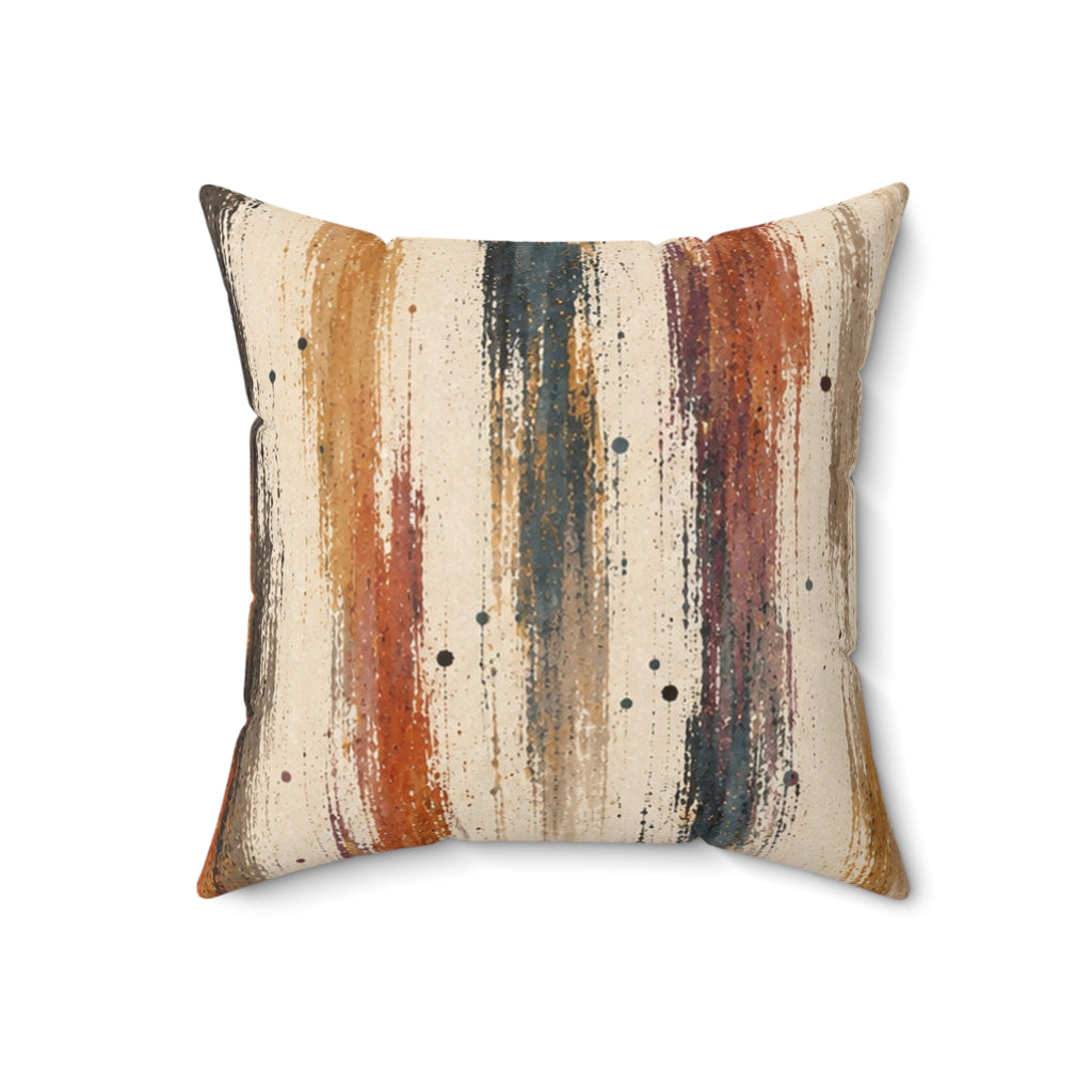 Abstract Watercolor Stripe Throw Pillow — Earth Tone Decorative Accent